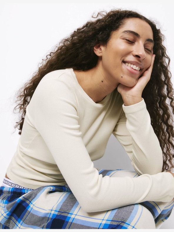 Marks & Spencer Žebrovaný pyžamový top s vysokým podílem bavlny Marks & Spencer smetanová