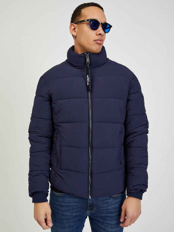 Guess Tmavě modrá pánská prošívaná zimní bunda Guess