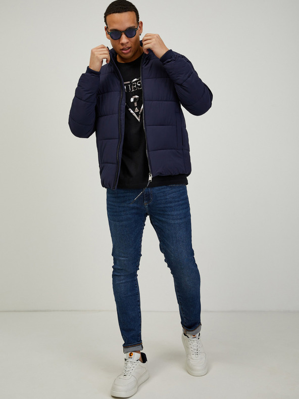 Guess Tmavě modrá pánská prošívaná zimní bunda Guess