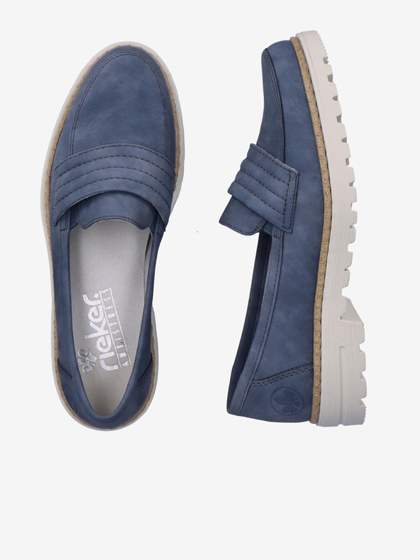 Rieker Tmavě modré dámské mokasíny v semišové úpravě Rieker