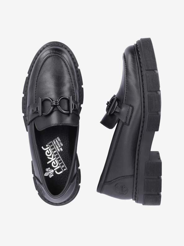 Rieker Černé dámské kožené mokasíny Rieker