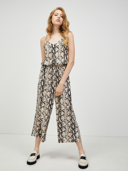 Vero Moda Černo-béžový vzorovaný zkrácený overal VERO MODA Simply
