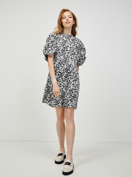 Vero Moda Bílo-černé květované šaty s balonovými rukávy VERO MODA Lydia