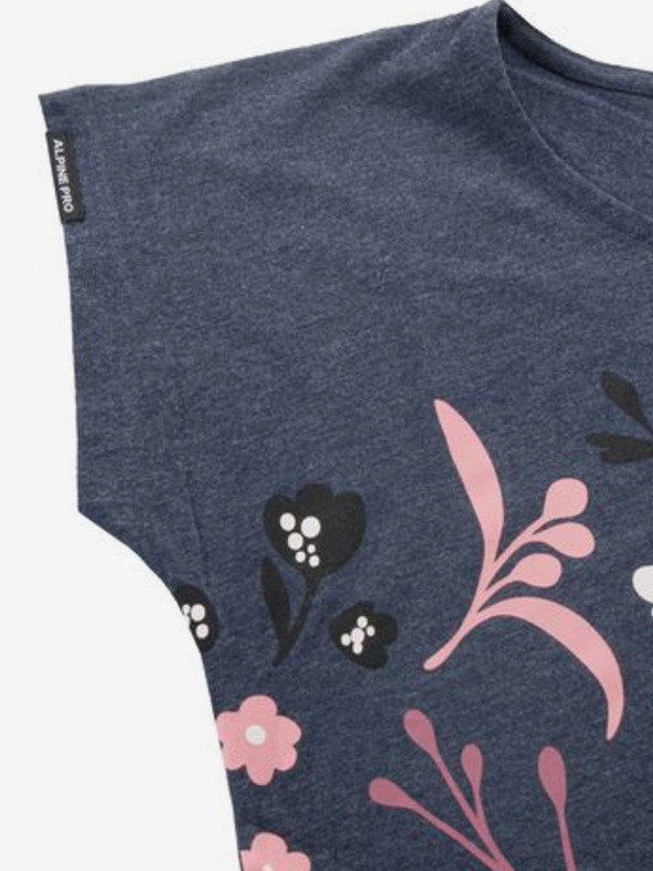 ALPINE PRO Růžovo-modré dámské květované tričko ALPINE PRO UDAWA