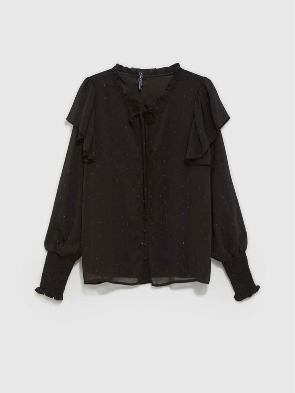 Moodo Černá dámská halenka s volány Moodo