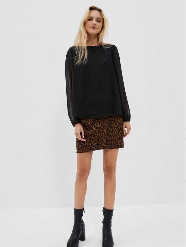 Moodo Černá dámská halenka s nabíranými rukávy Moodo