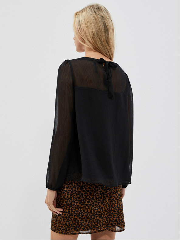 Moodo Černá dámská halenka s nabíranými rukávy Moodo