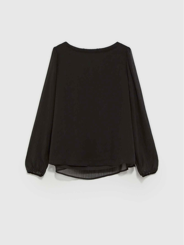 Moodo Černá dámská halenka s nabíranými rukávy Moodo