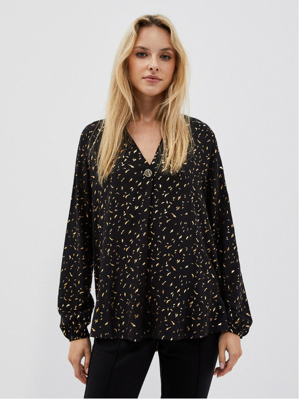 Moodo Černá dámská halenka s potiskem Moodo