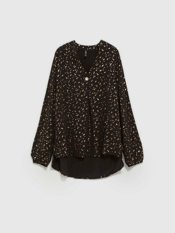 Moodo Černá dámská halenka s potiskem Moodo