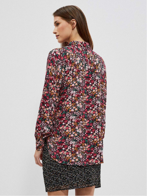 Moodo Růžovo-černá dámská vzorovaná košile Moodo