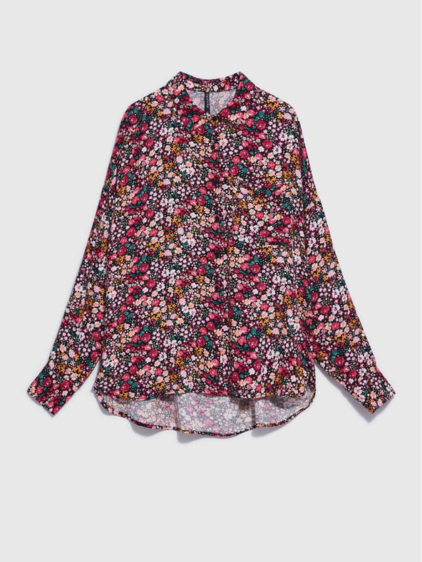 Moodo Růžovo-černá dámská vzorovaná košile Moodo