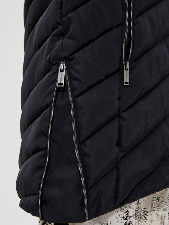 Moodo Černý dámský kabát s kapucí Moodo