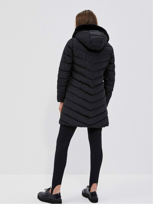 Moodo Černý dámský kabát s kapucí Moodo