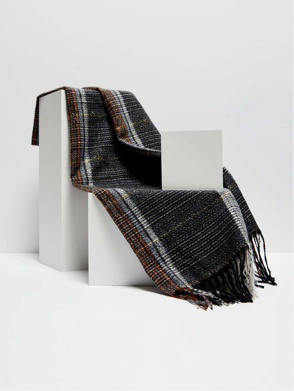 Moodo Černá kostkovaná šála Moodo