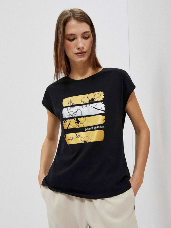 Moodo Černé dámské tričko s potiskem Moodo