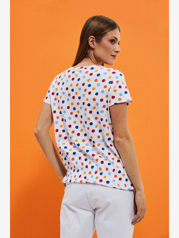 Moodo Bílé dámské vzorované tričko Moodo