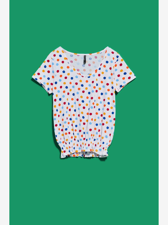 Moodo Bílé dámské vzorované tričko Moodo