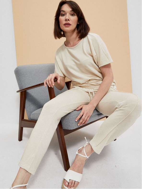 Moodo Béžové dámské tepláky Moodo