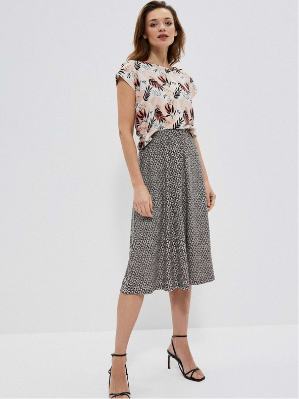 Moodo Bílo-béžové dámské vzorované tričko Moodo