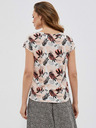 Moodo Bílo-béžové dámské vzorované tričko Moodo