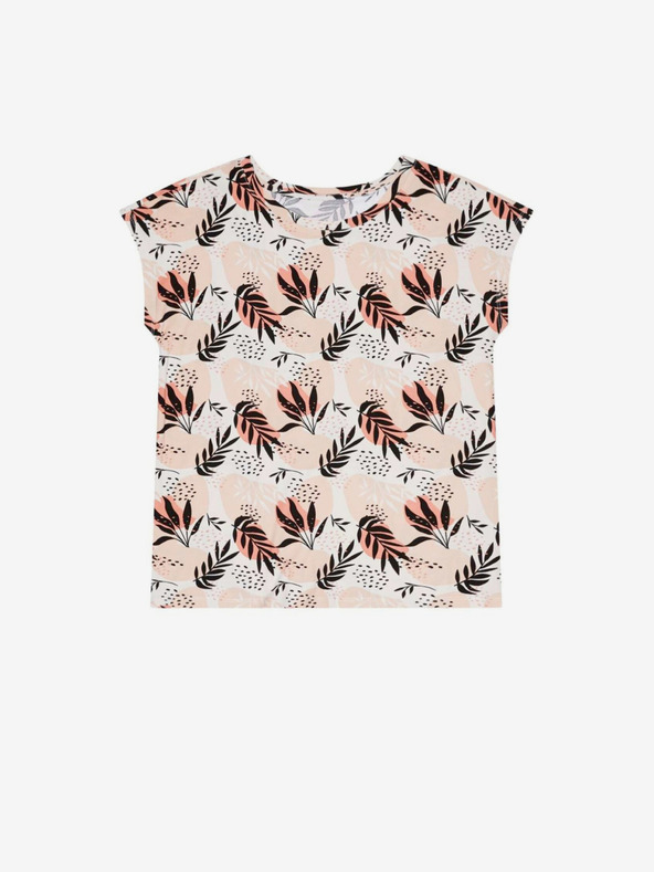 Moodo Bílo-béžové dámské vzorované tričko Moodo