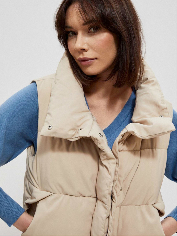 Moodo Béžová dámská prošívaná vesta Moodo