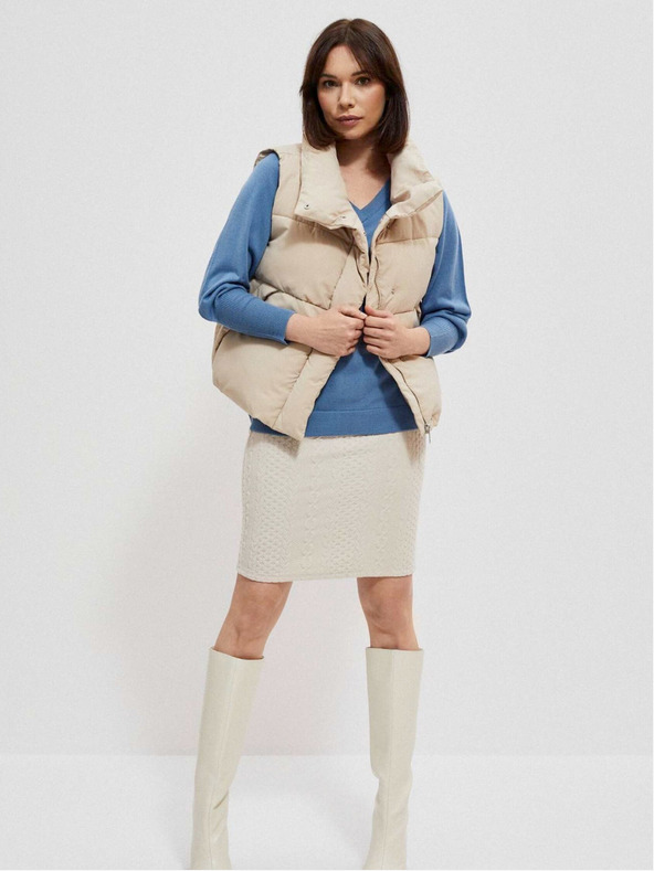 Moodo Béžová dámská prošívaná vesta Moodo