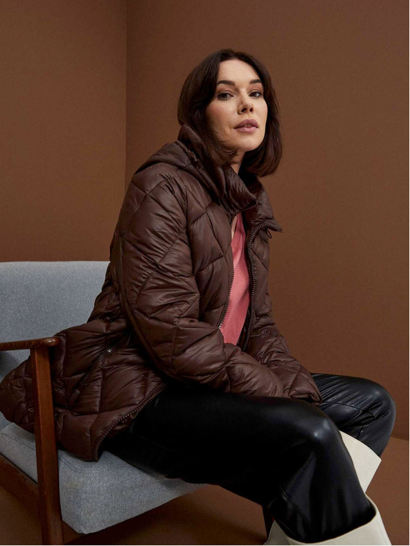 Moodo Hnědá dámská prošívaná bunda Moodo