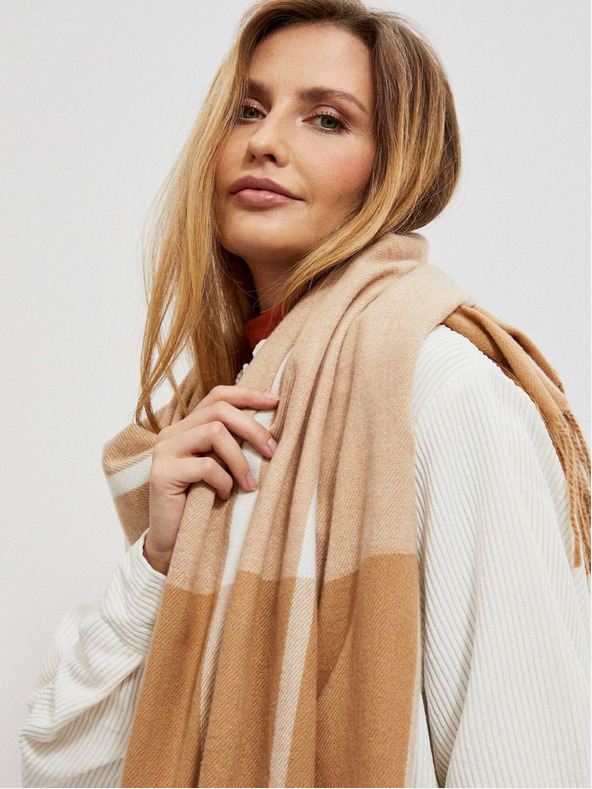 Moodo Check scarf with fringes