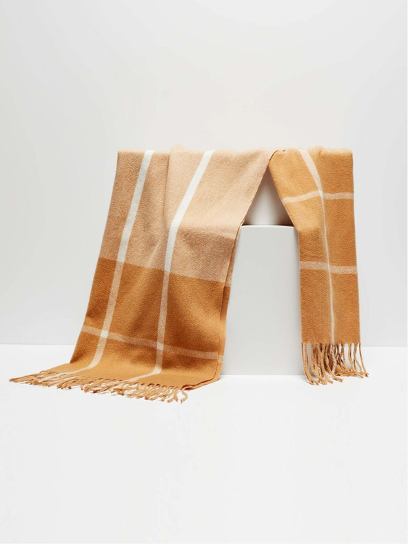 Moodo Check scarf with fringes