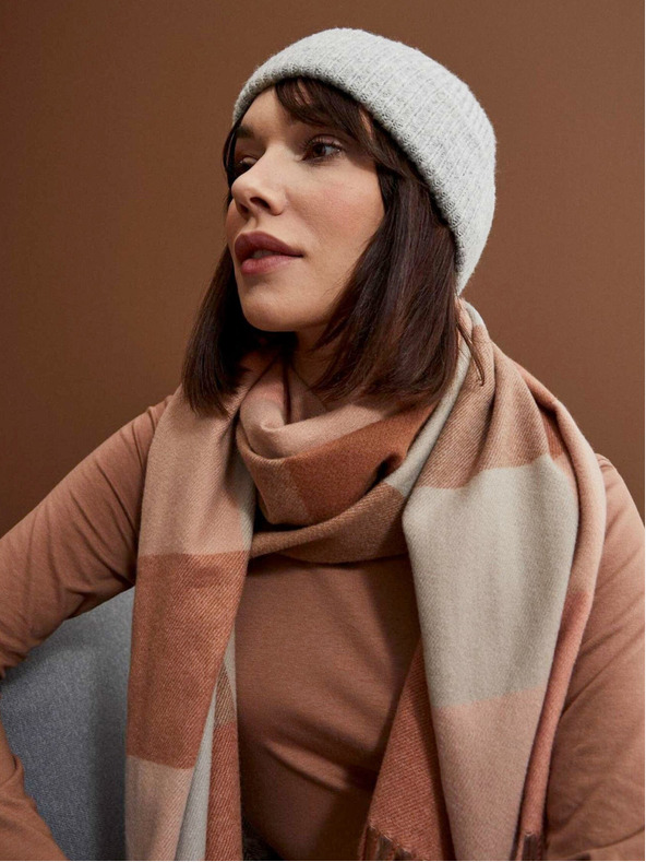 Moodo Check scarf with fringes