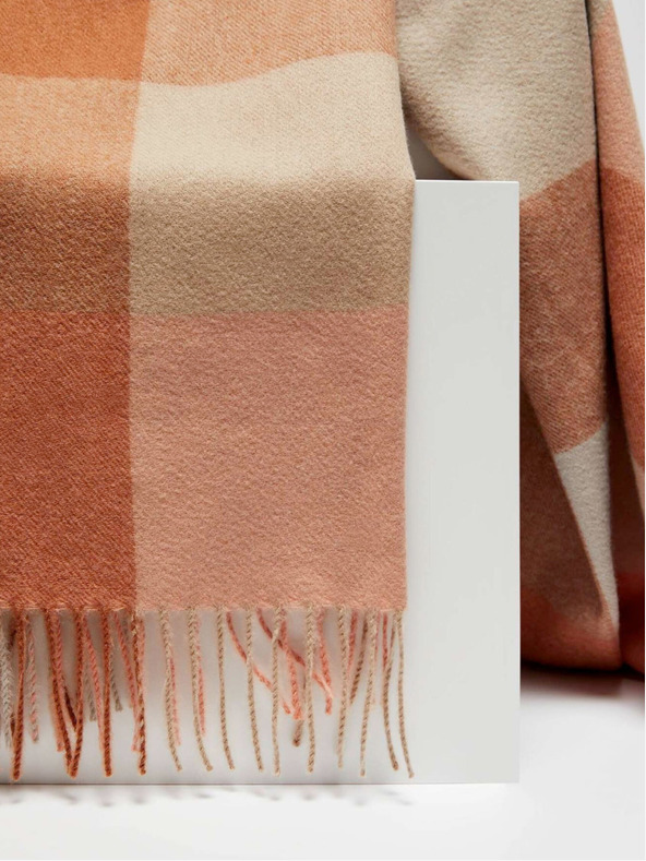 Moodo Check scarf with fringes