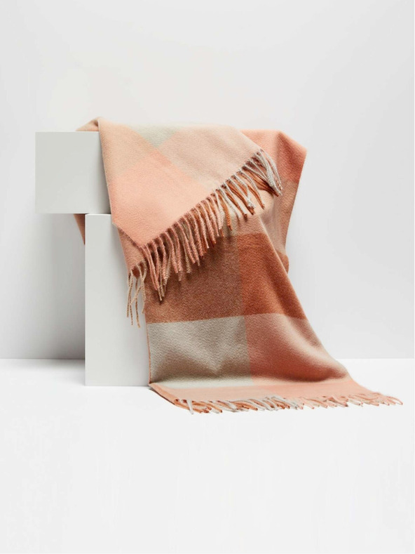 Moodo Check scarf with fringes