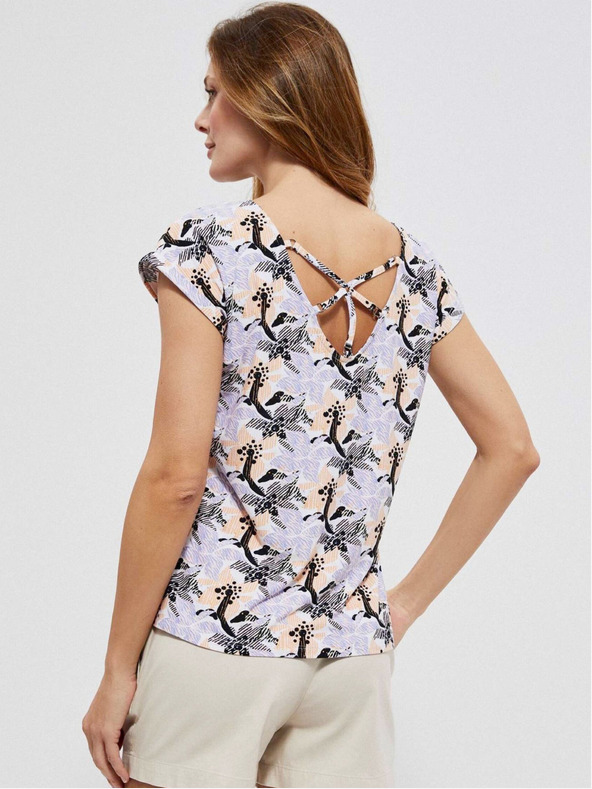 Moodo Fialové dámské květované tričko Moodo