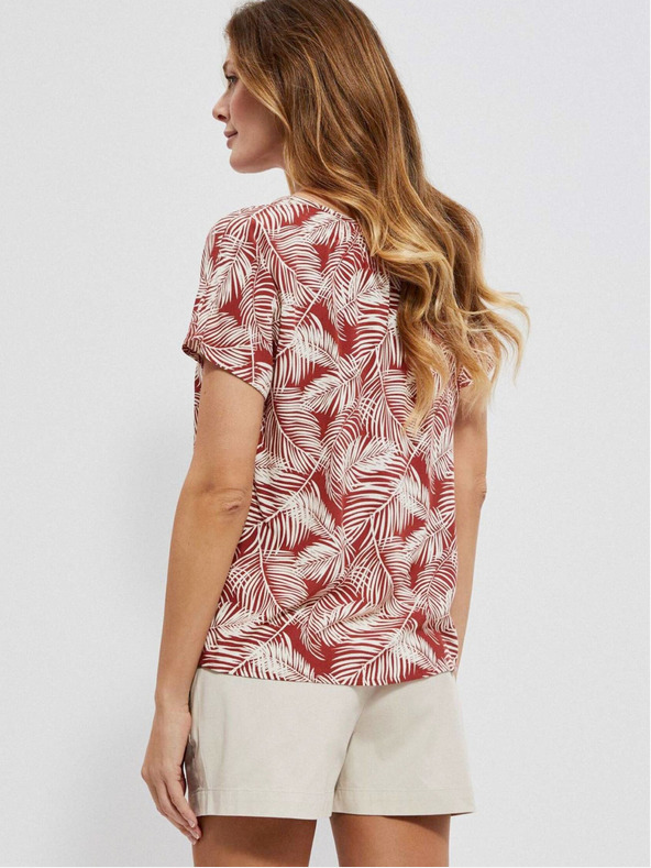 Moodo Bílo-červená dámská vzorovaná halenka Moodo