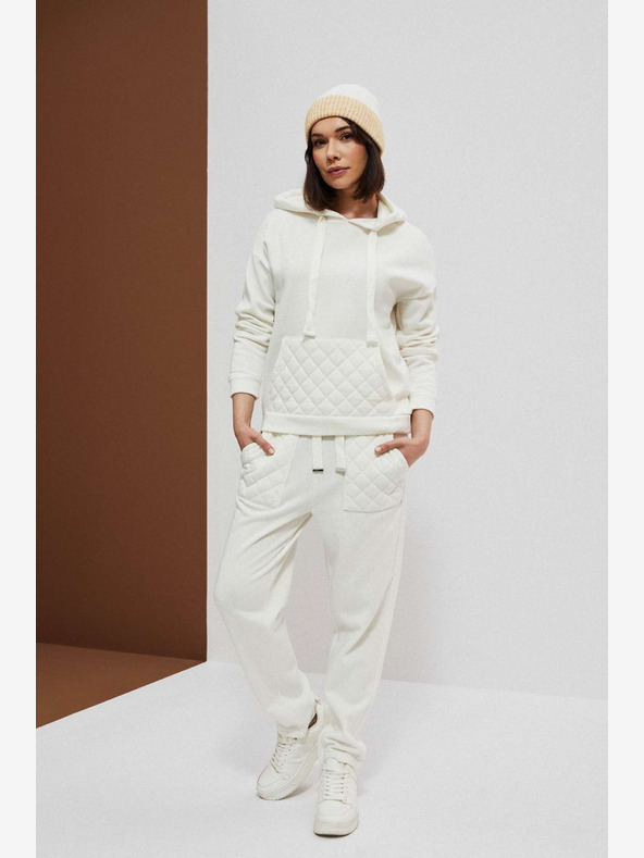 Moodo Bílá dámská mikina s kapucí Moodo