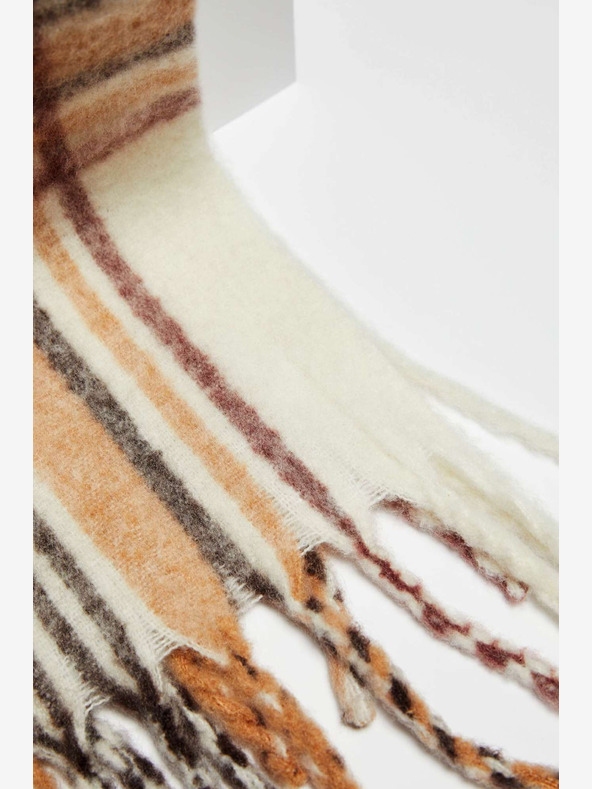 Moodo Krémovo-béžová dámská kostkovaná šála Moodo