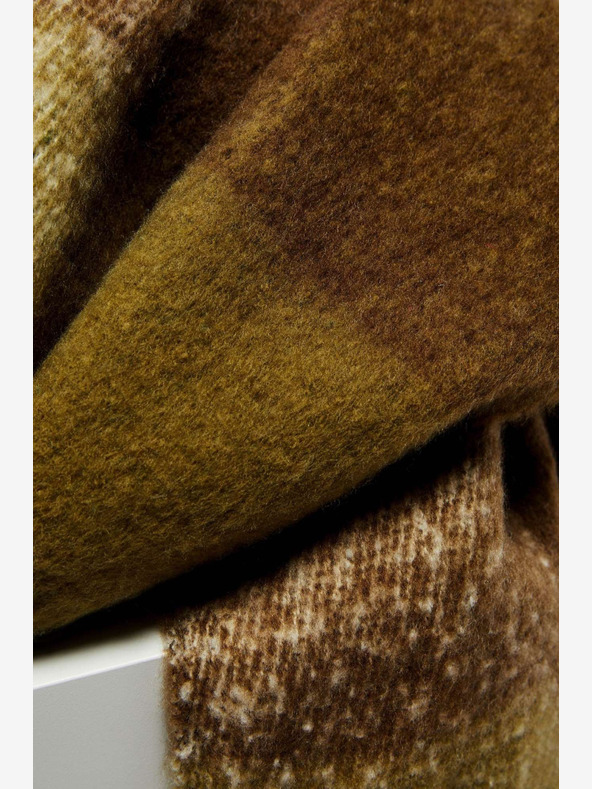 Moodo Hnědo-černá dámská kostkovaná šála Moodo