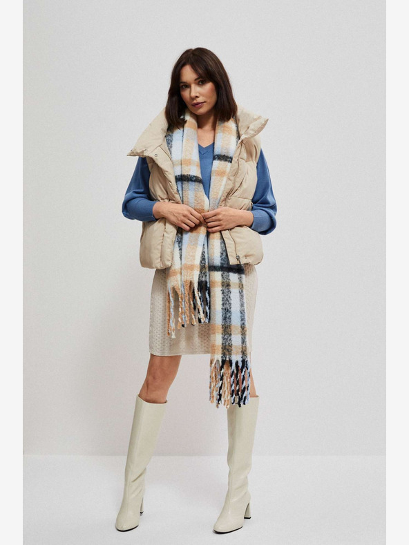 Moodo Oranžovo-modrá dámská kostkovaná košile Moodo