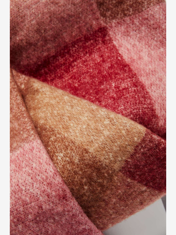 Moodo Růžová dámská kostkovaná šála Moodo