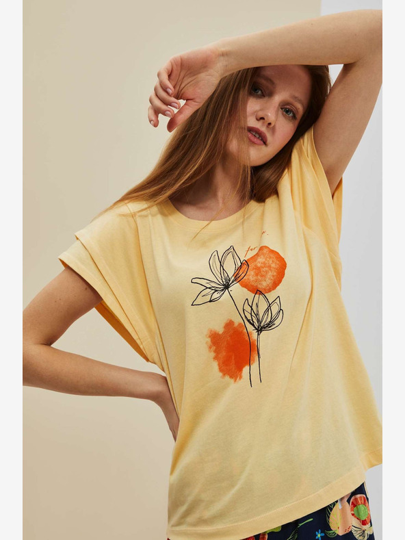 Moodo Žluté tričko s potiskem Moodo