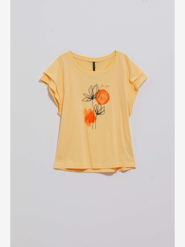 Moodo Žluté tričko s potiskem Moodo