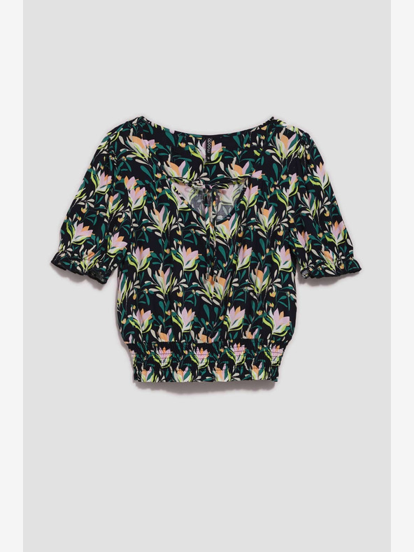 Moodo Tmavě modrá květovaná halenka Moodo