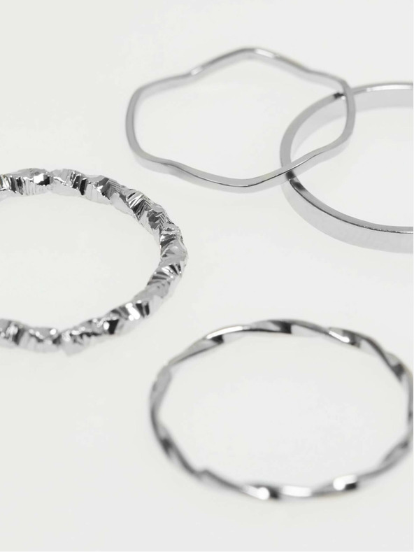 Moodo Sada jemných prstenů ve stříbrné barvě Moodo