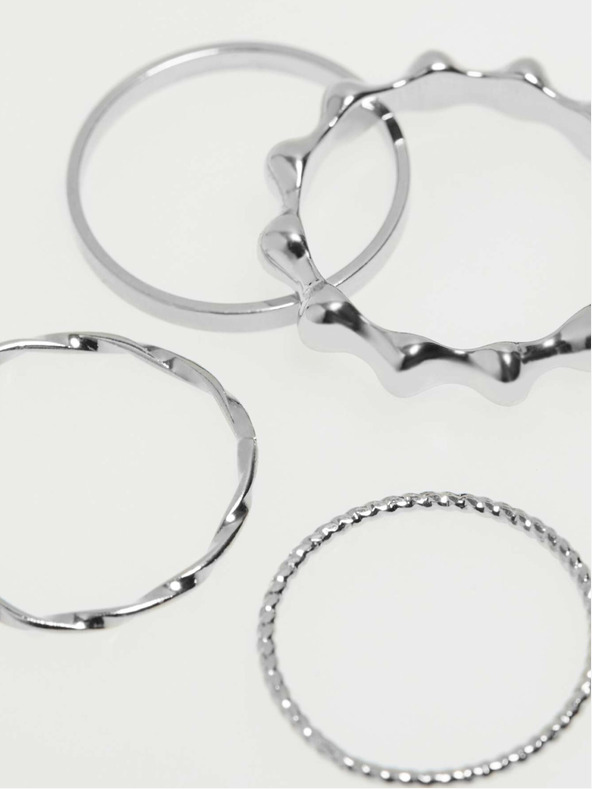 Moodo Sada jemných prstenů ve stříbrné barvě Moodo