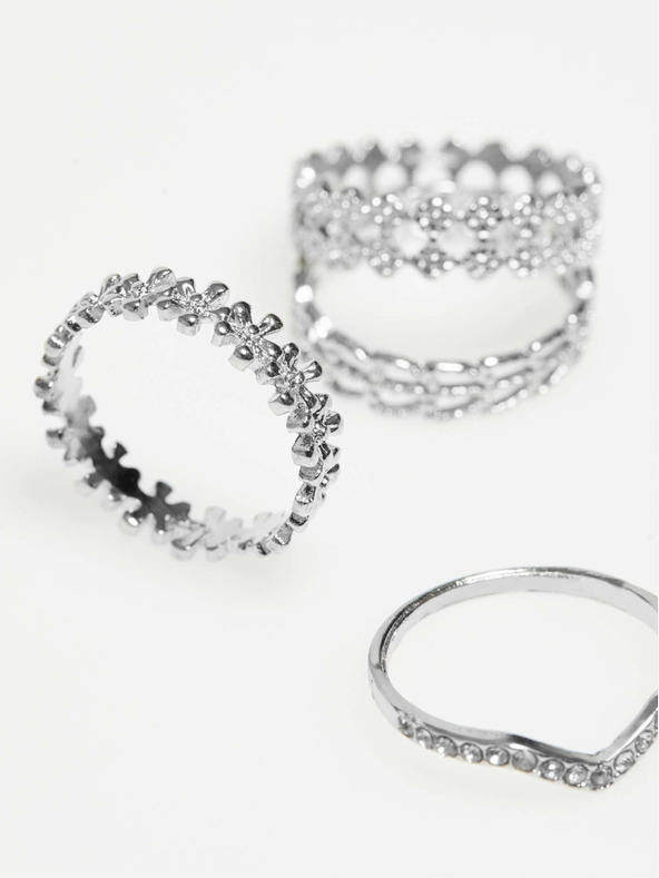 Moodo Sada prstenů ve stříbrné barvě Moodo