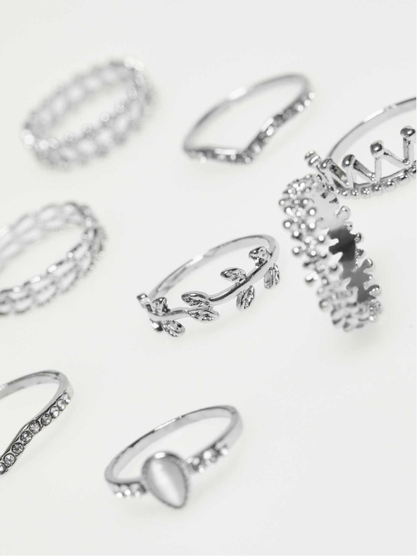 Moodo Sada prstenů ve stříbrné barvě Moodo