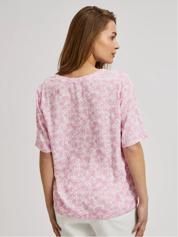 Moodo Světle růžová vzorovaná halenka na zavazování Moodo