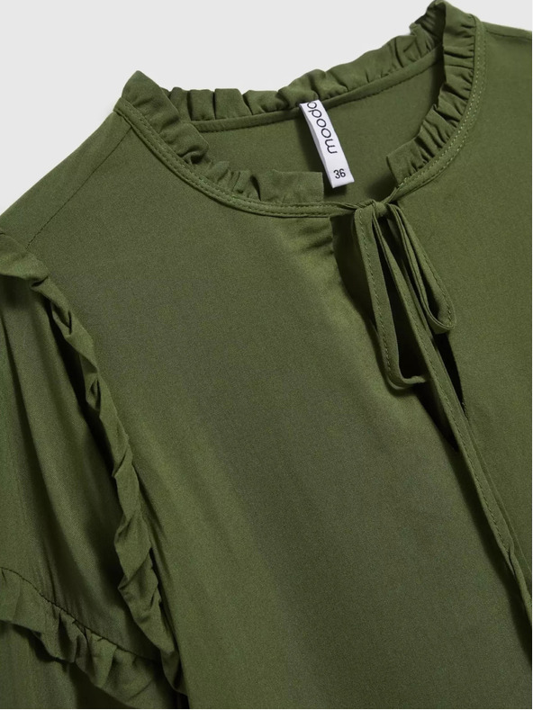 Moodo Khaki halenka s volány na rukávech Moodo
